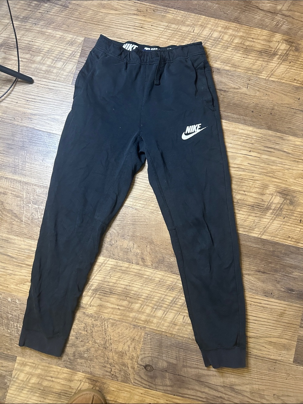 Nike Black Kids Jogger Sweatpants with White Swoosh